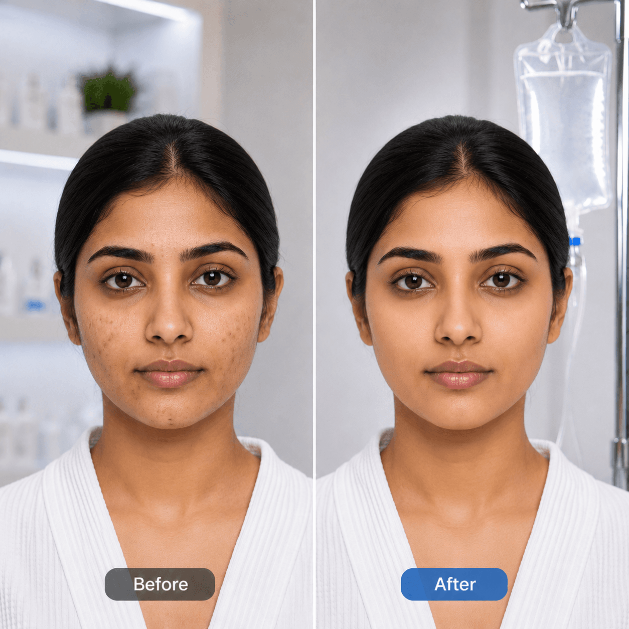Glutathione IV before and after result 2