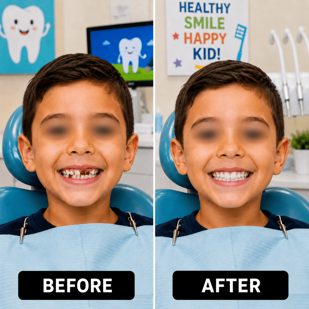 Kids dentistry smile result showcase