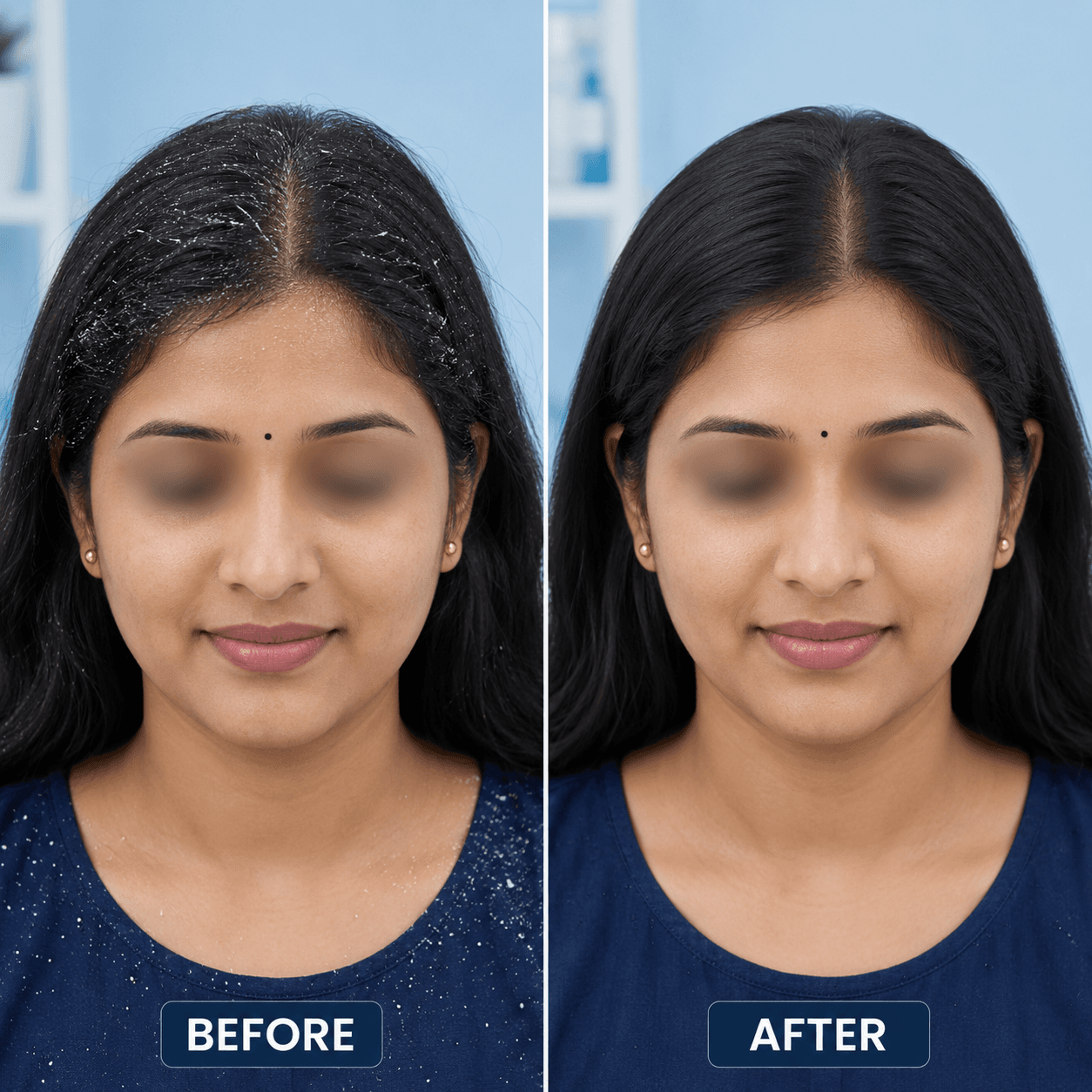Dandruff treatment before and after visual
